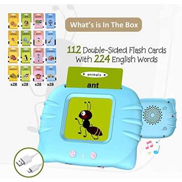 Talking Flash Cards for Toddler 1 2 3 4 Year Olds, Language Learning Toys, Pocket Speech Therapy Toy...