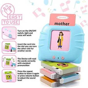 Talking Flash Cards for Toddler 1 2 3 4 Year Olds, Language Learning Toys, Pocket Speech Therapy Toys, Autism Toys, Montessori Toys with 224 Words, Children's Sensory Learning Educational Toys