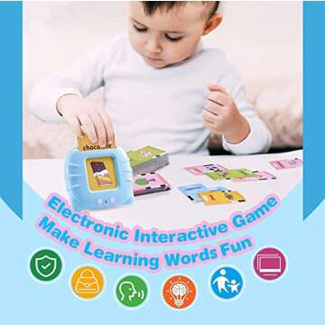Talking Flash Cards for Toddler 1 2 3 4 Year Olds, Language Learning Toys, Pocket Speech Therapy Toys, Autism Toys, Montessori Toys with 224 Words, Children's Sensory Learning Educational Toys