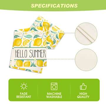 Artoid Mode Hello Summer Lemon Table Runner, Seasonal Spring Summer Fruit Kitchen Dining Table Decoration for Home Party Decor 13 x 72 Inch