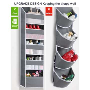 Over the Door Organizer Storage - 6 Shelf Hanging Storage Door Organizer with 8 Large Capacity Pocke...