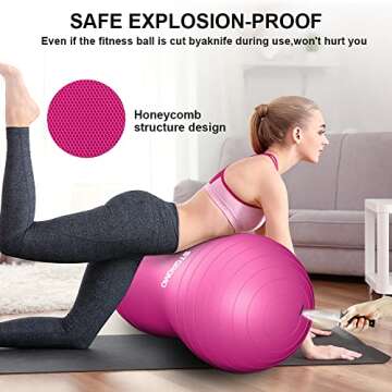 STOROMO Peanut Ball,Peanut Exercise Ball,Yoga Ball,Pregnancy Ball,Peanut Stability Ball,for Kids Therapy,Labor Birthing,Core Strength Training(Include Pump) (23.6x11.8 inch (60x30cm)，Pink)