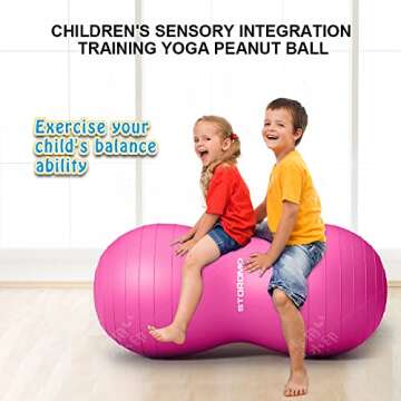 STOROMO Peanut Ball,Peanut Exercise Ball,Yoga Ball,Pregnancy Ball,Peanut Stability Ball,for Kids Therapy,Labor Birthing,Core Strength Training(Include Pump) (23.6x11.8 inch (60x30cm)，Pink)