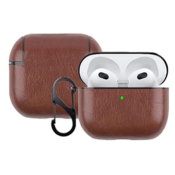 YQG 2021 Leather Case for AirPods 3rd Gen - Stylish Shockproof Cover with Keychain