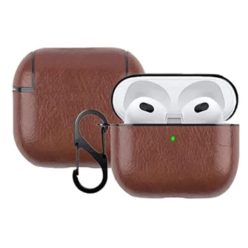 YQG 2021 Leather Case for AirPods 3rd Gen - Stylish Shockproof Cover with Keychain