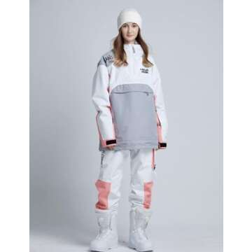 RIUIYELE Women's Ski Suit Outdoor Sports Snowboarding Jacket and Pants Waterproof Breathable Snow Suit, White L