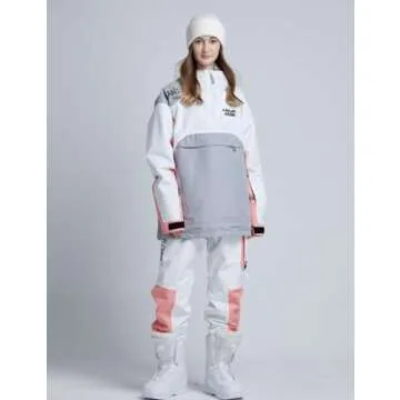 RIUIYELE Women's Ski Suit Outdoor Sports Snowboarding Jacket and Pants Waterproof Breathable Snow Suit, White L