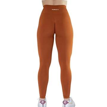 AUROLA Seamless Scrunch Tights Tummy Control Gym Fitness Yoga Pants Girl Sport Active Workout Leggings for Women (M, Gold Fire)