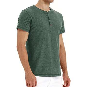 Sailwind Mens Henley Short Sleeve T-Shirt Cotton Casual Shirt