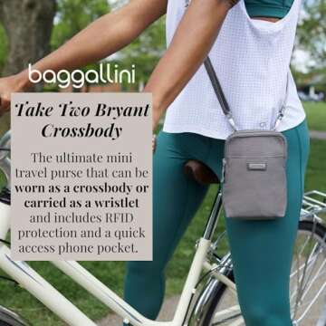 Baggallini Women's Small Travel Bag With RFID Blocking Sleeves, Water-Resistant & Lightweight Mini P...