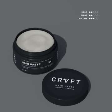 CRVFT Hair Paste 2oz | Light Hold/Low Shine [Matte] | Add Volume, Texture, & Definition | Ideal for All Hair Types & Lengths | Lightweight [Dry Paste] Styler | Made in the USA | Paraben & Sulfate Free