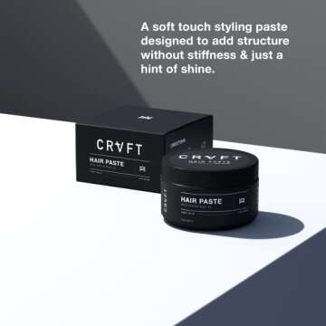 CRVFT Hair Paste 2oz | Light Hold/Low Shine [Matte] | Add Volume, Texture, & Definition | Ideal for All Hair Types & Lengths | Lightweight [Dry Paste] Styler | Made in the USA | Paraben & Sulfate Free