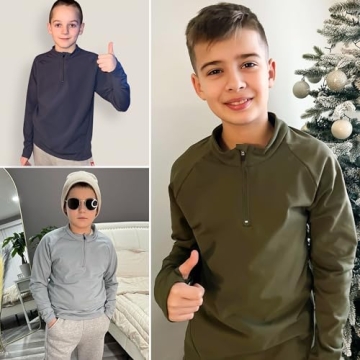 BIG ELEPHANT Boys Quarter Zip Sweatshirt for Kids