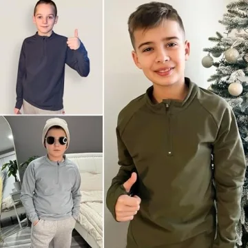 BIG ELEPHANT Boys Quarter Zip Sweatshirt for Kids