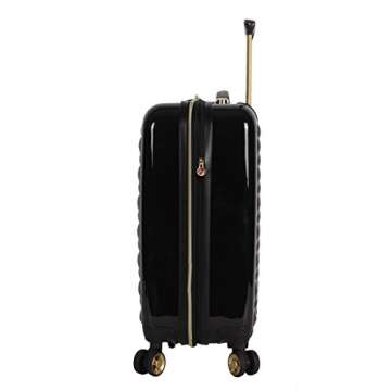 Betsey Johnson Designer 20 Inch Carry On - Expandable (ABS + PC) Hardside Luggage - Lightweight Durable Suitcase With 8-Rolling Spinner Wheels for Women (Heart to Heart Black)