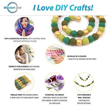 Glaciart One St. Patrick's Day Felt Ball Garland - Pre-Assembled Irish Party Decoration - Pompom Par...