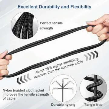 Aqdocvf Noiseless Guitar Cable 6.6ft for Musicians