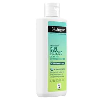 Neutrogena Sun Rescue After Sun Replenishing Lotion with Aloe Vera, Mint Extract, & Vitamin E, 24-Hour Moisture for Healthy Glow for Sensitive Skin, Vegan, Non-Comedogenic Lotion, 6.7 oz