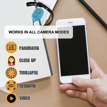 CamKix Wireless Camera Shutter Remote Control for Smartphones – Create Amazing Photos and Selfies (Blue)