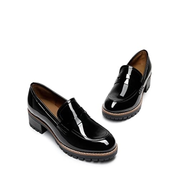 DREAM PAIRS Stylish Women's Comfortable Chunky Heel Loafers