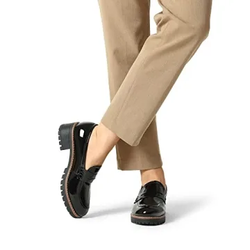 DREAM PAIRS Stylish Women's Comfortable Chunky Heel Loafers