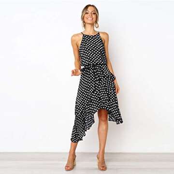 Padaleks Women's Summer Casual Polka Dot Sleeveless Dress Boho Beach Dresses for Wedding Guest Cocktail Party