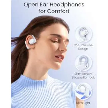 TAGRY Open Ear Earbuds 80H Playtime Bluetooth Sport Headphones IPX7 Waterproof Wireless Headsets Touch Control Earphones with Mic for Running Workout Fitness