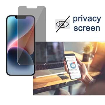Ailun 2 Pack Privacy Screen Protector and Camera Lens Protector for iPhone 14 - Anti Spy, 9H Hardnes...