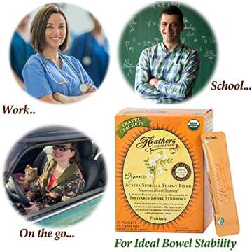 Heather's Tummy Fiber Organic Acacia Senegal Packets for IBS, 25 Count Travel Packs