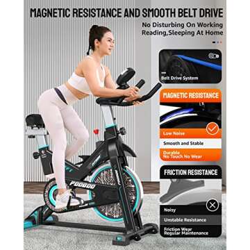 Exercise Bike Adjustable Resistance Cardio Workout Indoor Fitness Bike w/LCD Monitor Adjustable Seat...
