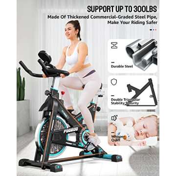 Exercise Bike Adjustable Resistance Cardio Workout Indoor Fitness Bike w/LCD Monitor Adjustable Seat Straps Foot Pads Home Office Fitness Training Workout