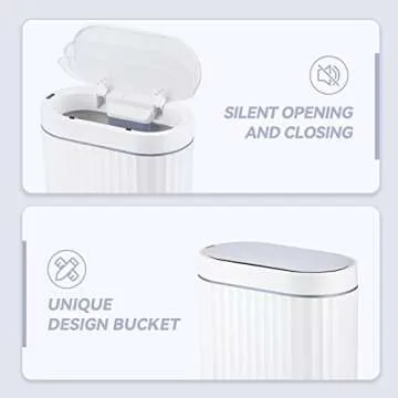 ELPHECO Bathroom Motion Sensor Trash can 8 Litre Automatic Garbage Can, 2 Gallon Slim Plastic Smart Trash Can with Lid, Waterproof Intelligent Trash Bin for Bedroom, Bathroom, Kitchen, Office