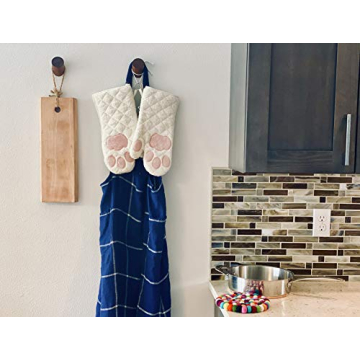 Cat Paws Oven Mitts - White & Pink, 100% Cotton, Heat Resistant