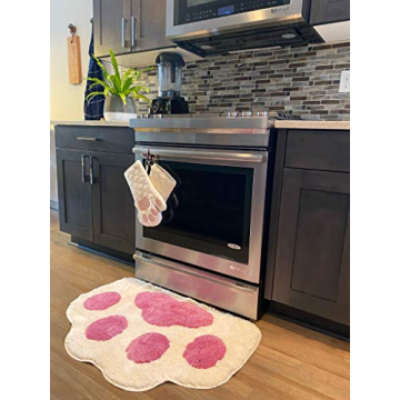 Cat Paws Oven Mitts - White & Pink, 100% Cotton, Heat Resistant