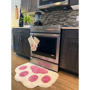 Cat Paws Oven Mitts - White & Pink, 100% Cotton, Heat Resistant