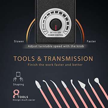 VIVOHOME 2000 RPM 2.4 Inch Speed Adjustable Mini Pottery Wheel Electric DIY Clay Tool for Ceramic Work Art Craft Red