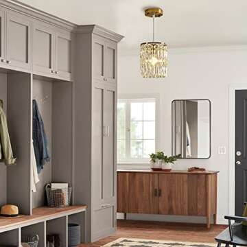 KJLARS Crystal Chandelier Raindrop Modern Island Pendant Lights Gold Linear Hanging Ceiling Lamp Fix...