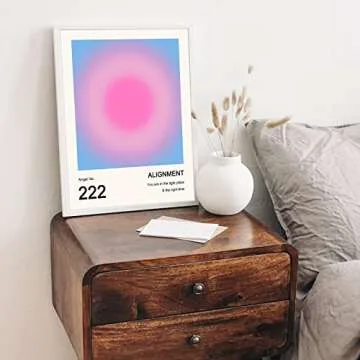 Aura Angel Numbers Poster, Colorful Gradient Posters for Room Aesthetic, Minimalist Inspirational Quotes Canvas Wall Art Paintings, Abstract Y2k Style Bedroom Wall Art for Girl's Room, Dorm