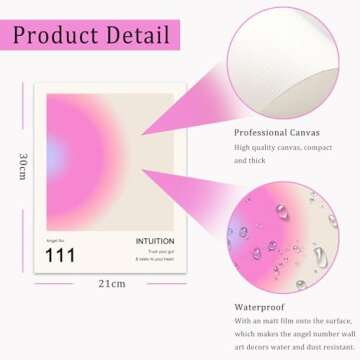 Aura Angel Numbers Poster, Colorful Gradient Posters for Room Aesthetic, Minimalist Inspirational Quotes Canvas Wall Art Paintings, Abstract Y2k Style Bedroom Wall Art for Girl's Room, Dorm