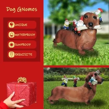 Enchanting Dog and Gnome Statue for Home or Garden