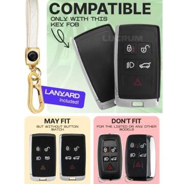 for Range Rover Key Fob Cover and Leather Keychain, TPU Key Case for Jaguar XE XJ XF for Land Rover ...