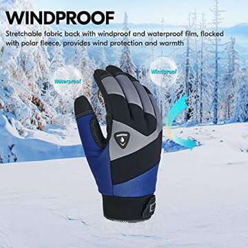 Vgo... 1 Pair -20℃/-4°F COLDPROOF,Winter Work Gloves, Oil Resistant, Water Resistant & Windproof Gloves(Size M,Black&Gray,SL7721FW)