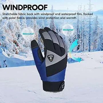 Vgo... 1 Pair -20℃/-4°F COLDPROOF,Winter Work Gloves, Oil Resistant, Water Resistant & Windproof Gloves(Size M,Black&Gray,SL7721FW)