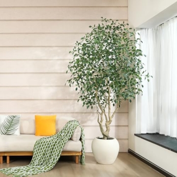 SOGUYI 8ft Faux Ficus Tree for Elegant Indoor Decor