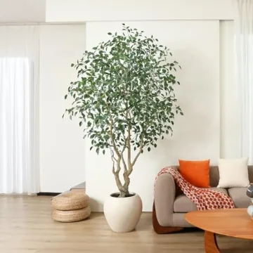 SOGUYI 8ft Faux Ficus Tree for Elegant Indoor Decor