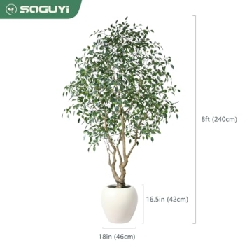 SOGUYI 8ft Faux Ficus Tree for Elegant Indoor Decor
