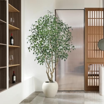 SOGUYI 8ft Faux Ficus Tree for Elegant Indoor Decor