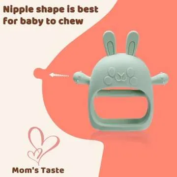 Easter Bunny Teething Toys for Babies 0-6 Months,Bunny Teether,Food-Grade Silicone Teething Mitten for Babies,BPA Free