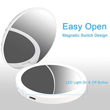 QearFun Rhinestone LED Lighted Compact Mirror for Women