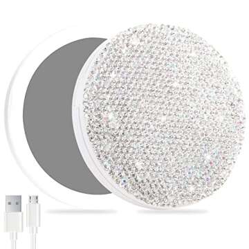 QearFun Rhinestone LED Lighted Compact Mirror for Women